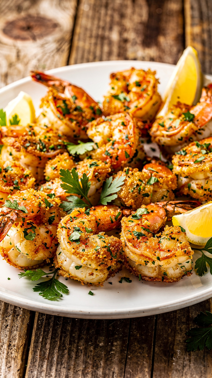 Stuffed Shrimp (Garlic Parmesan Breadcrumb Filling)