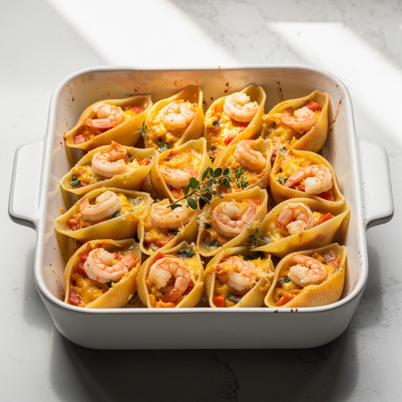 Shrimp Stuffed Shells with Creamy Ricotta and Garlic Butter Sauce