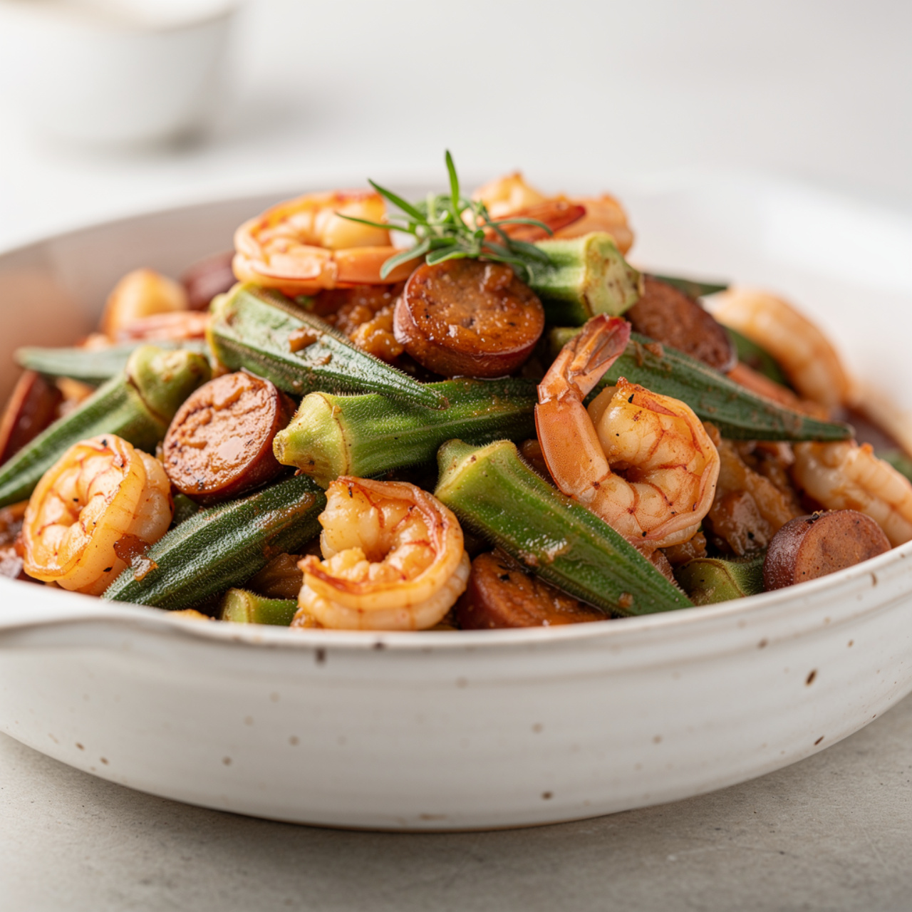 Smothered Okra with Shrimp and Sausage