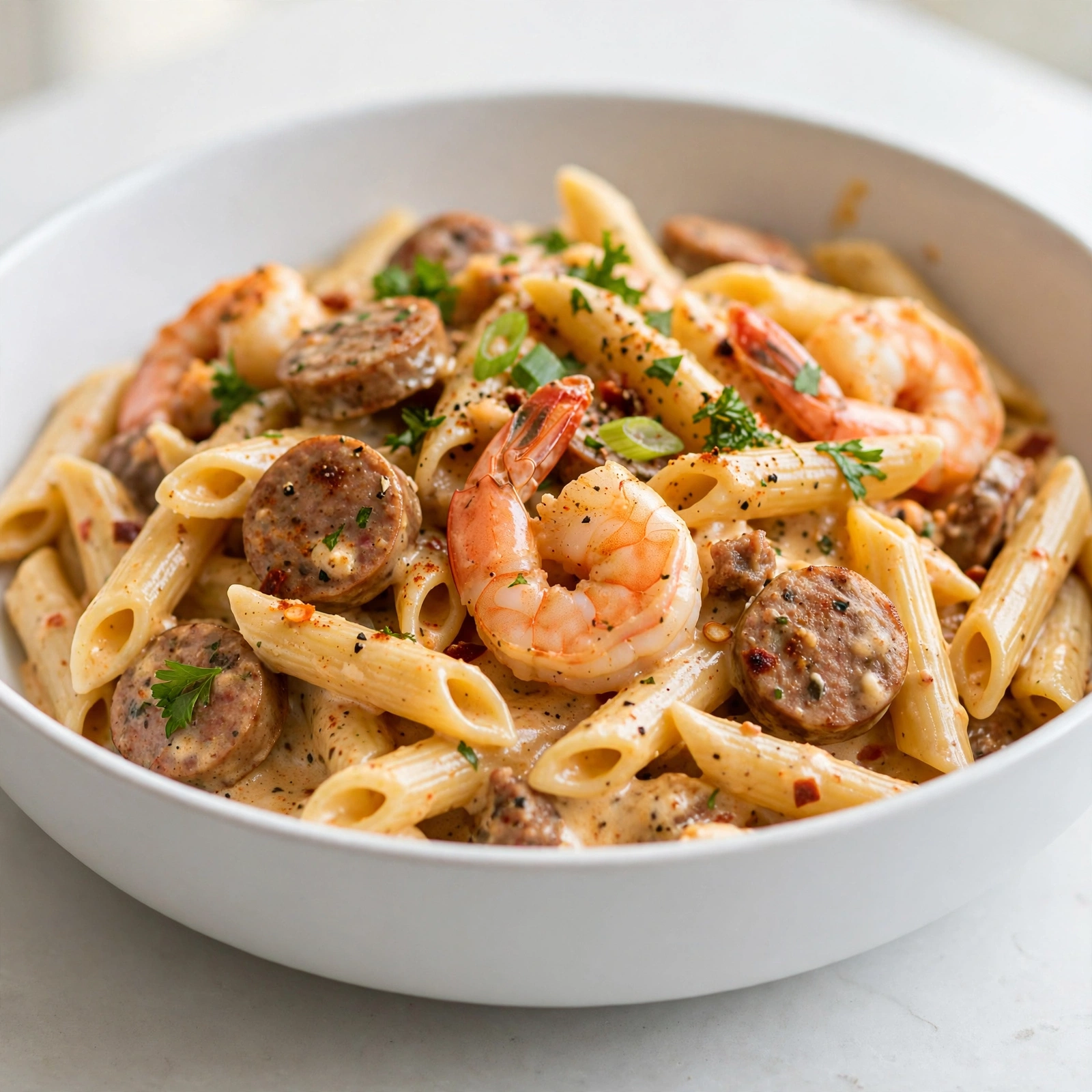 Creamy Cajun Shrimp Pasta with Sausage