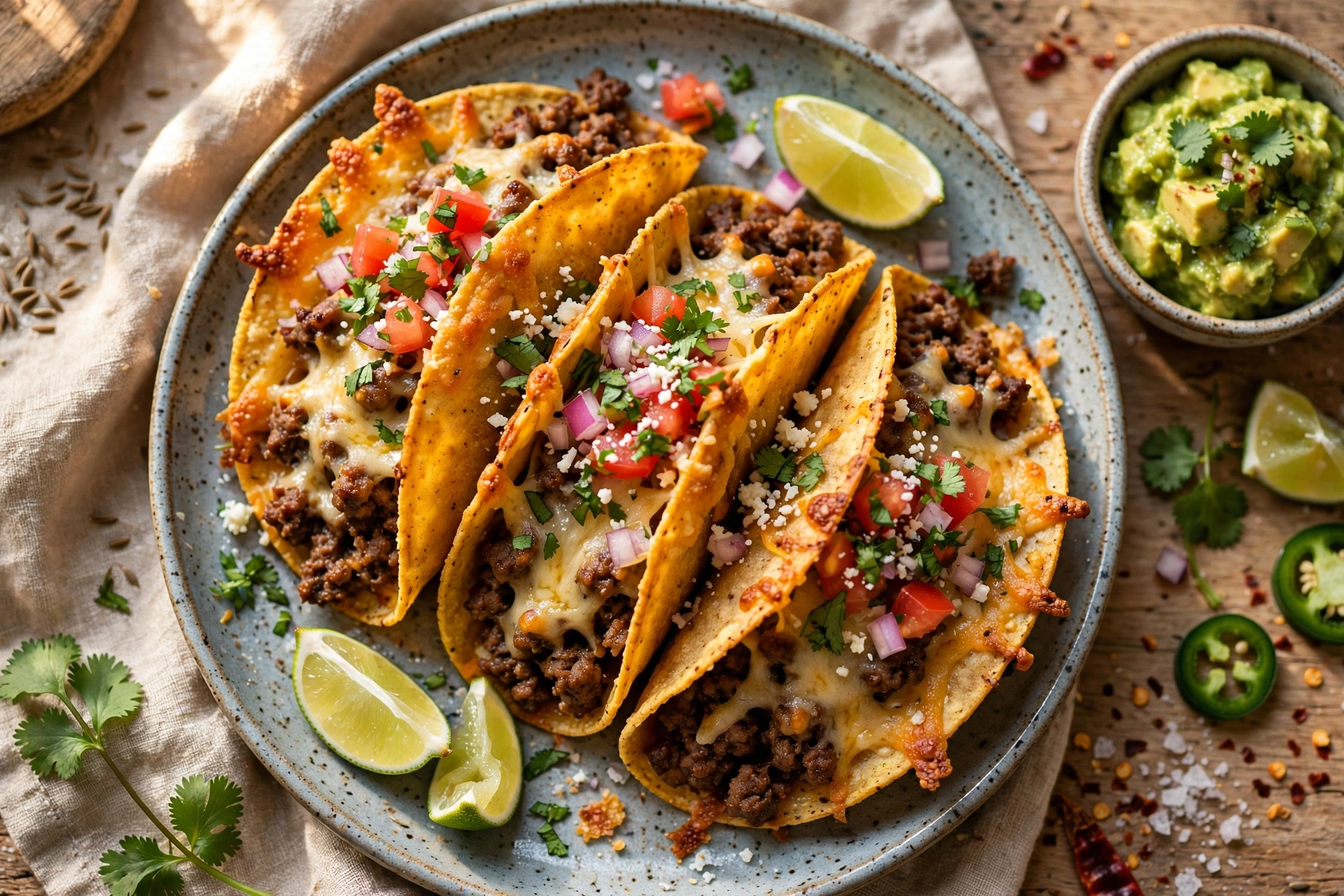 Crispy Baked Beef and Cheese Tacos