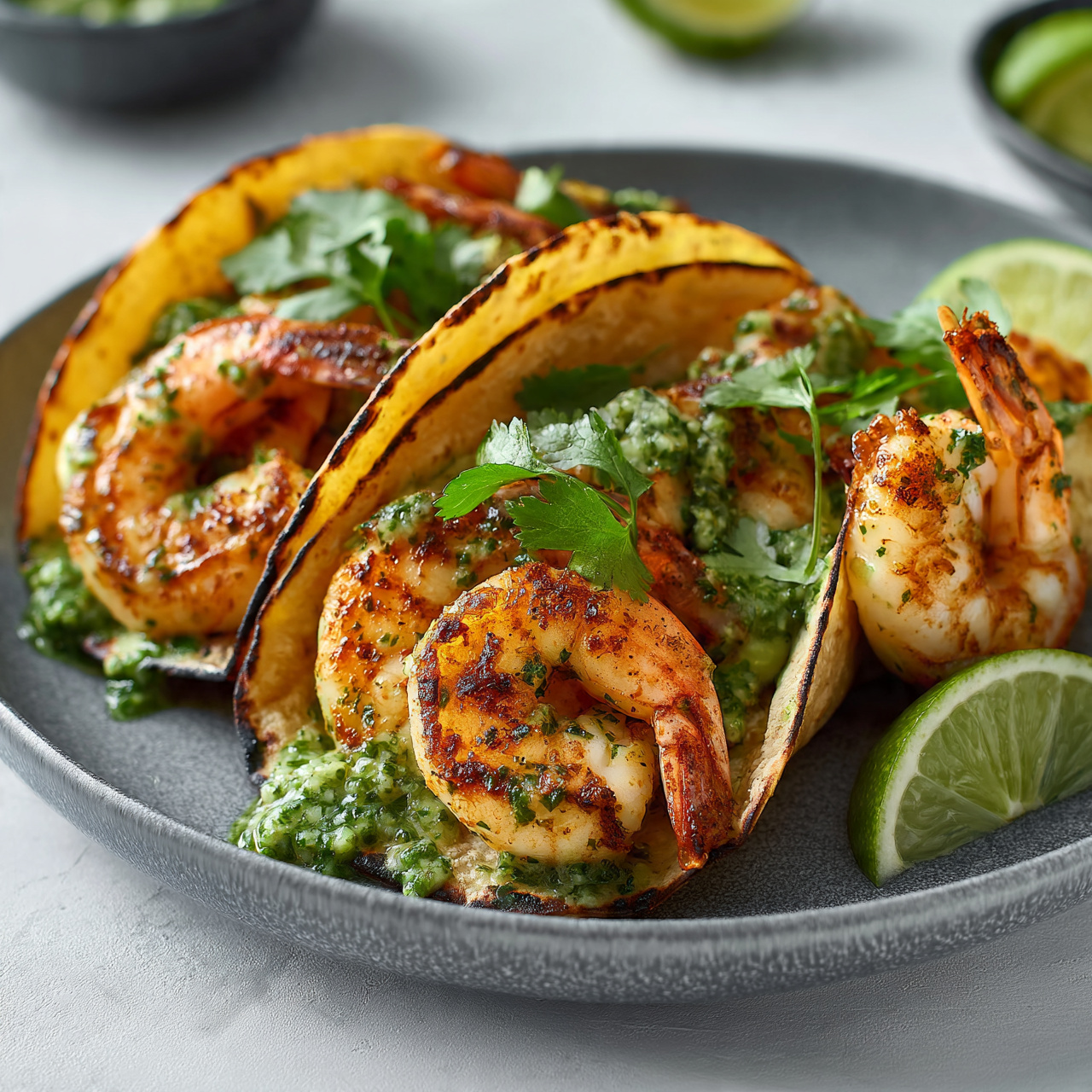 Shrimp Tacos with Cilantro Lime Sauce
