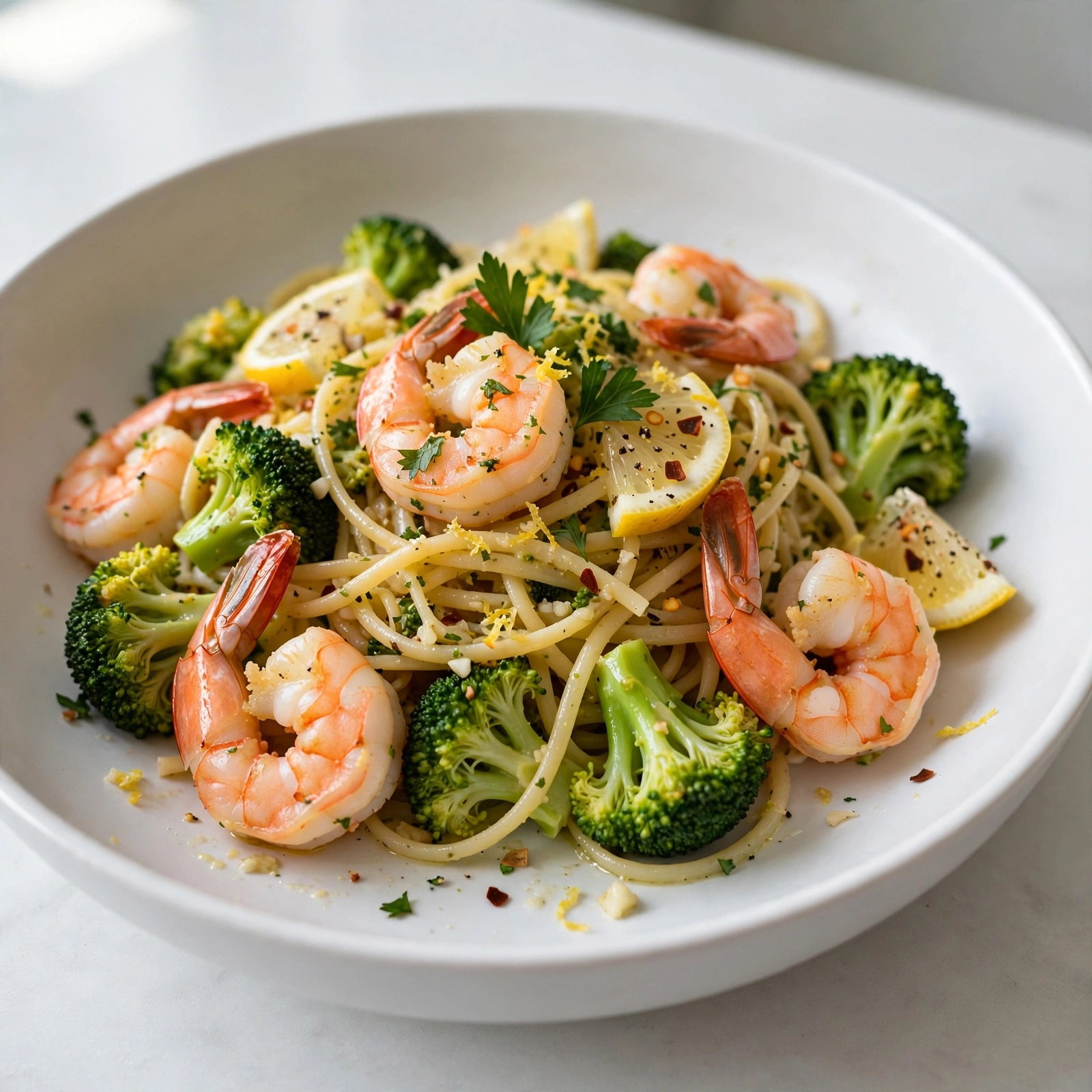 Lemon Garlic Shrimp and Broccoli Pasta