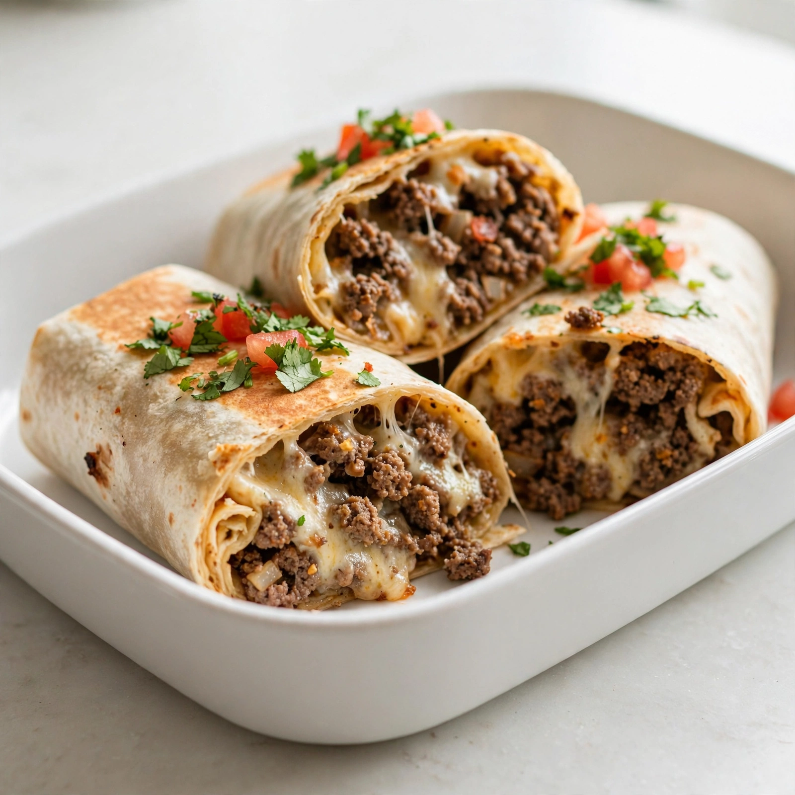 Loaded Beef and Cheese Burritos