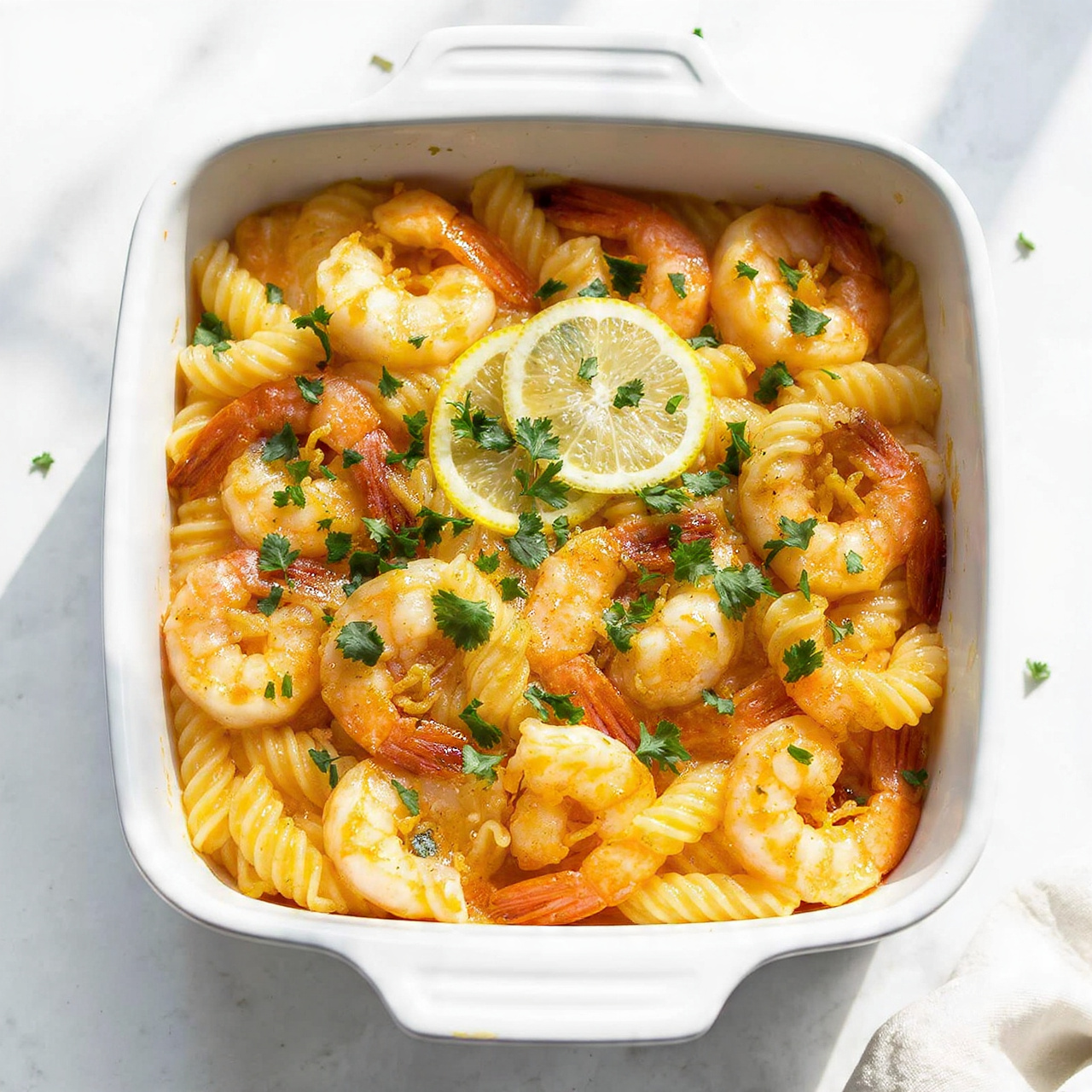 Shrimp Scampi Pasta Bake