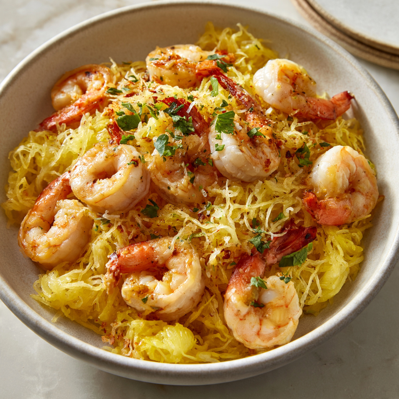 Garlic Shrimp Spaghetti Squash (Easy, Low-Carb & Delicious)